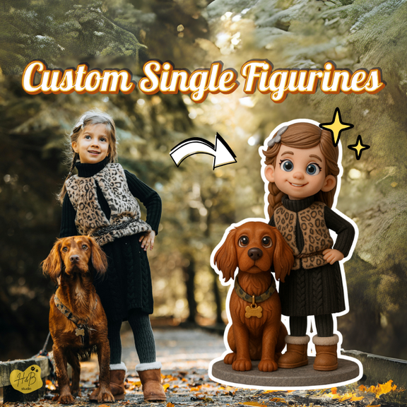 [Gift-Ready] Custom Single + Pet Figurine
